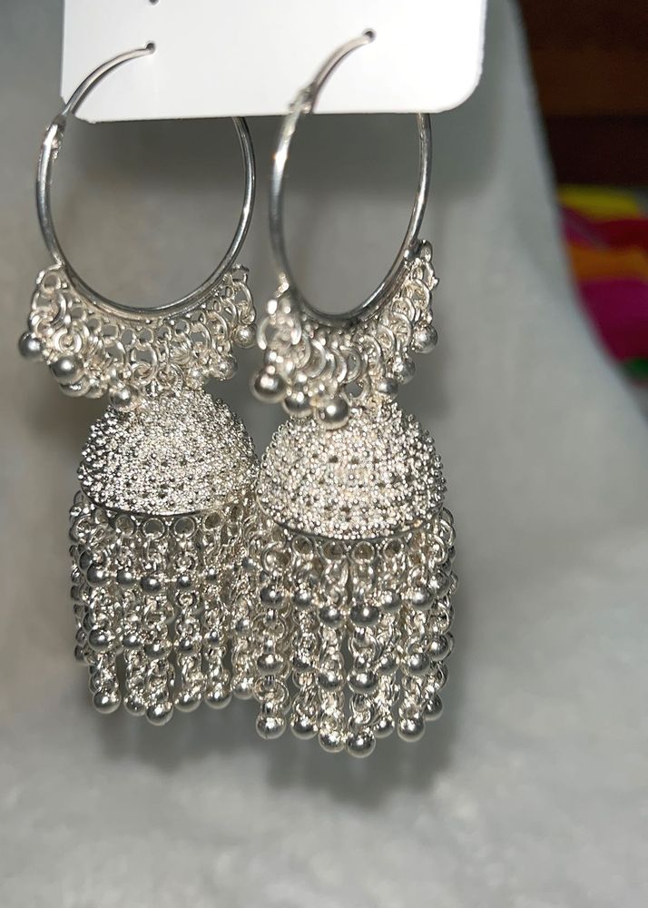 Silver Jhumka Earrings