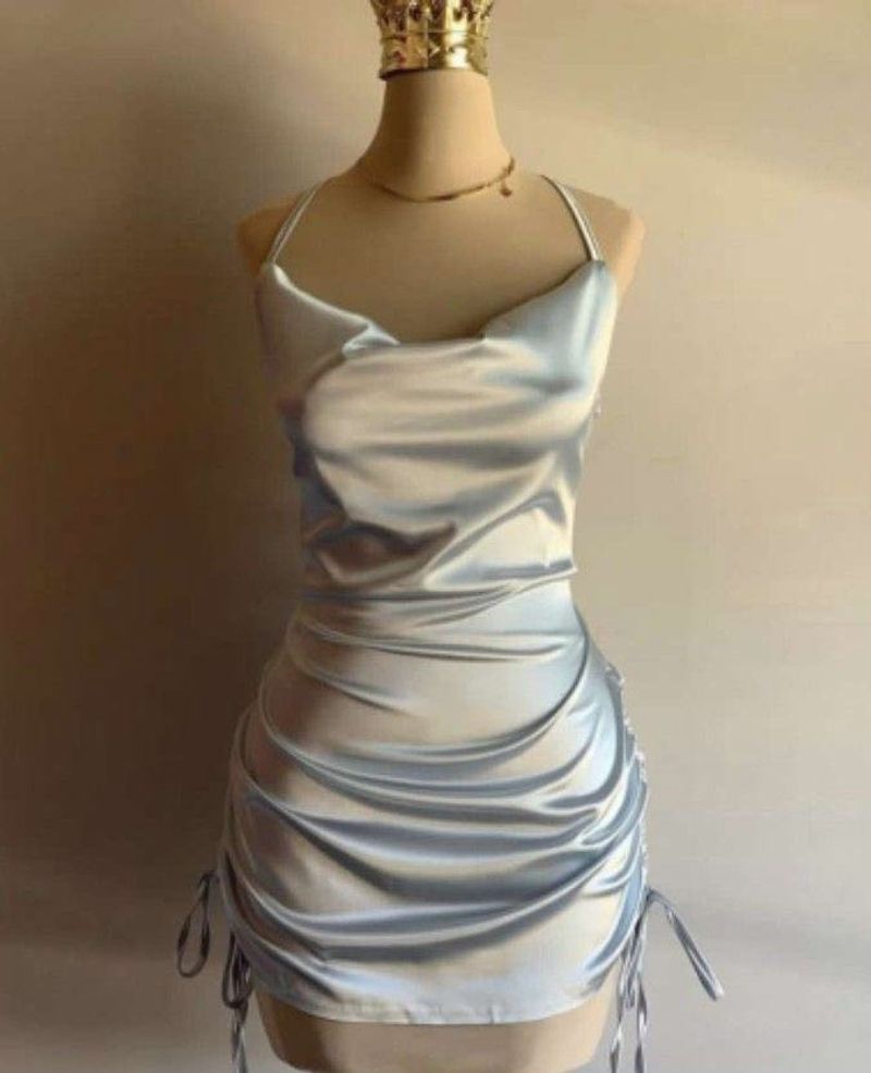 Satin blue mini dress, size small