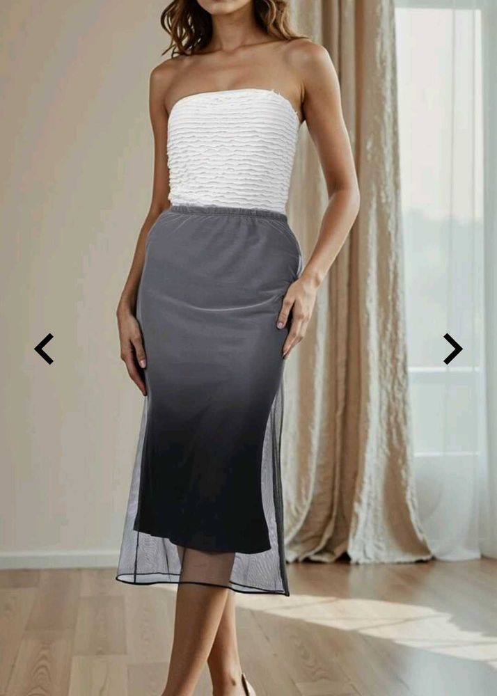 Elegant Ombre Mesh Midi Skirt