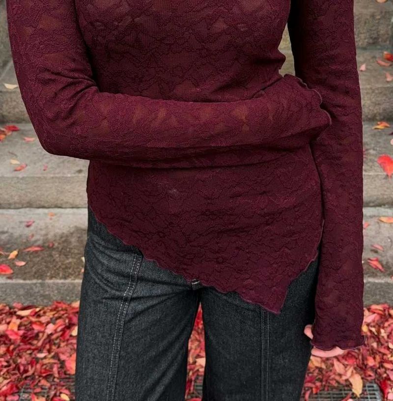 Burgundy Lace Top