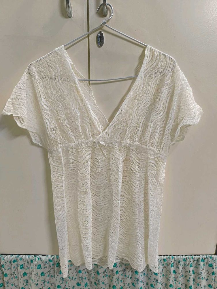 Beach &amp; Party Wear V Neck Net Top