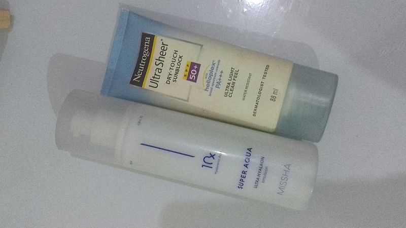 Neutrogena Sunscreen And Missha Emulsion