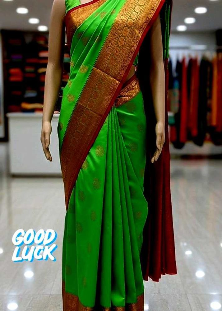 Green &amp; Gold Silk Saree