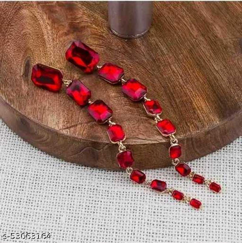 Red Gemstone Dangle Earrings