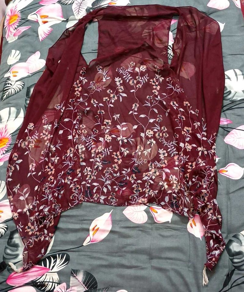 Floral Maroon Shrug