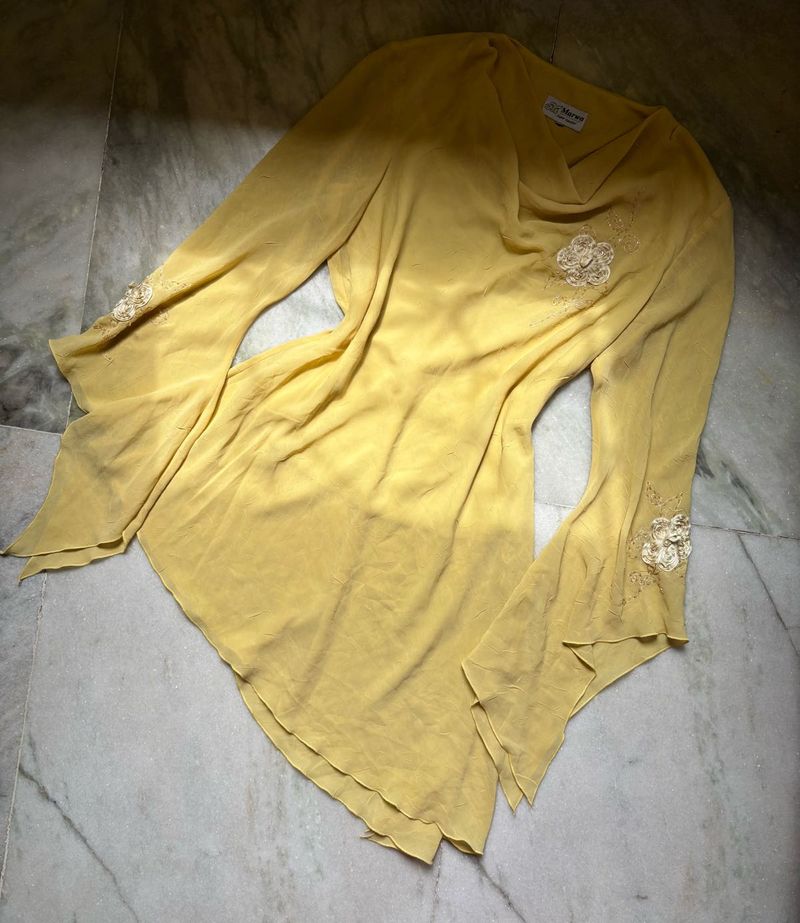 Rare Find Yellow Floral Embellished Kurti