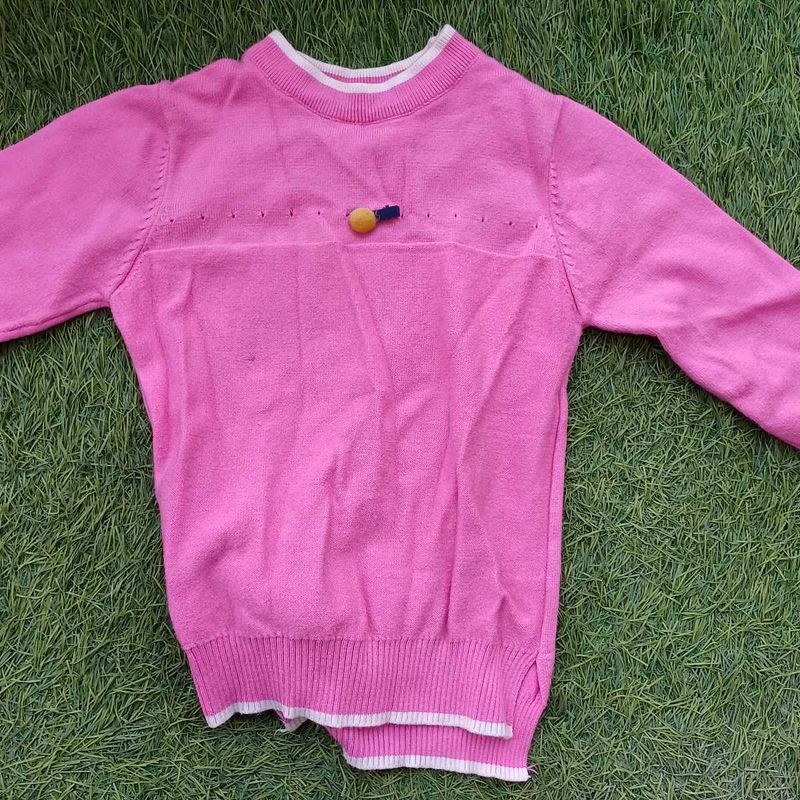 Cute Pink Korean Sweater with Bunny tail back
