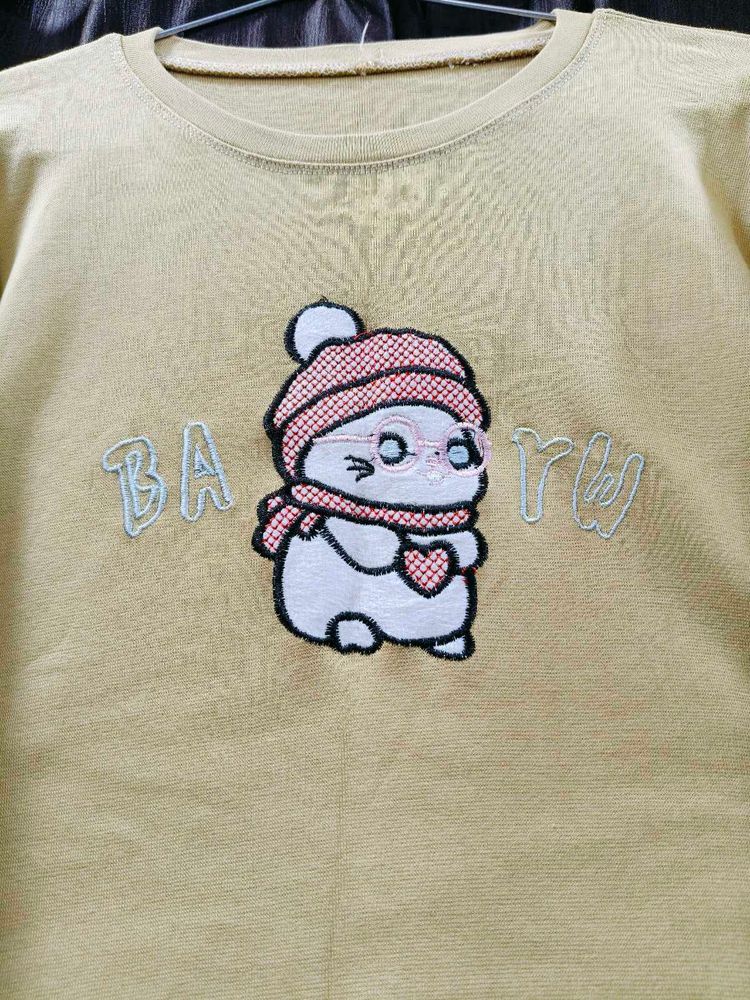 Cute Embroidered Graphic Tee