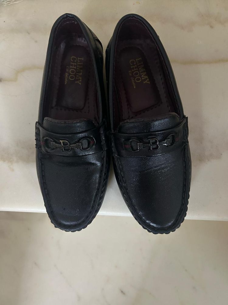 Black Leather Loafers Only One Time Use