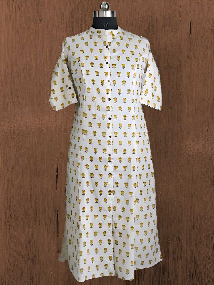 Sale! Brand New A-line Kurti-Cream Colour-Lotus
