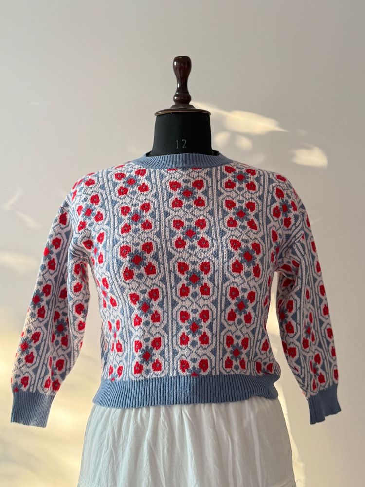 Patterned Knit Sweater