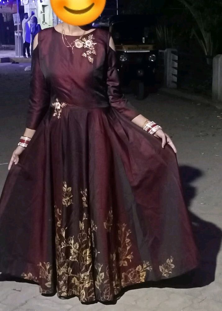 Full Flared Wine Color Gawn..