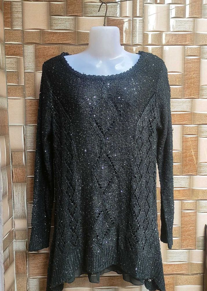 Sparkling Black Knit Sweater