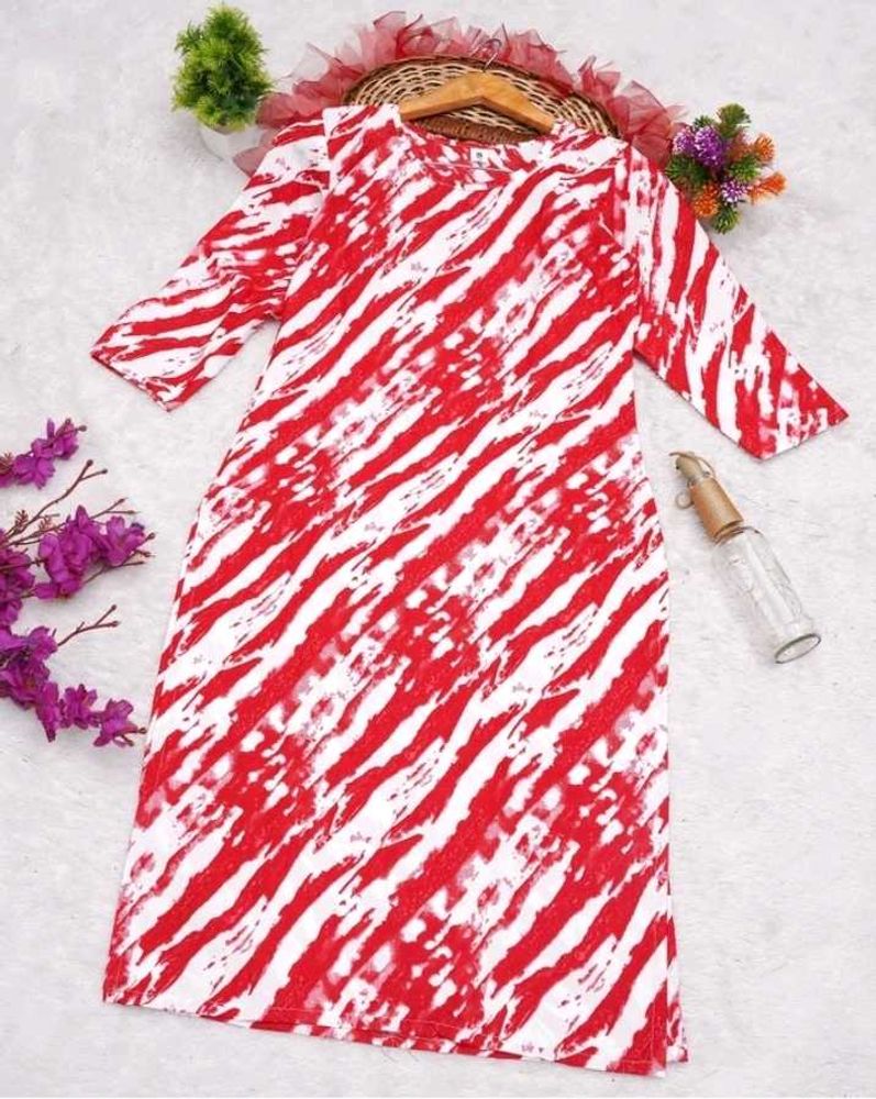 Red &amp; White Print Dress