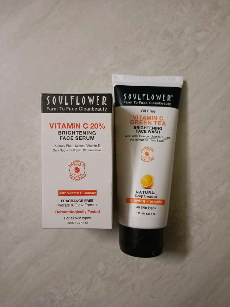 Soulflower Vitamin C Facewash And Serum Combo