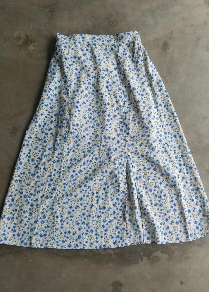 Floral Printed Blue Skirt