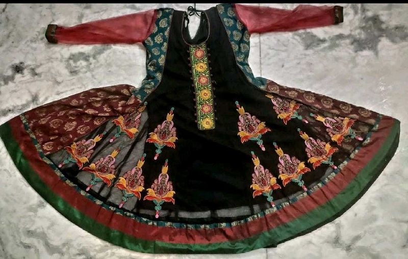 Black Colour Neted Anarkali Top