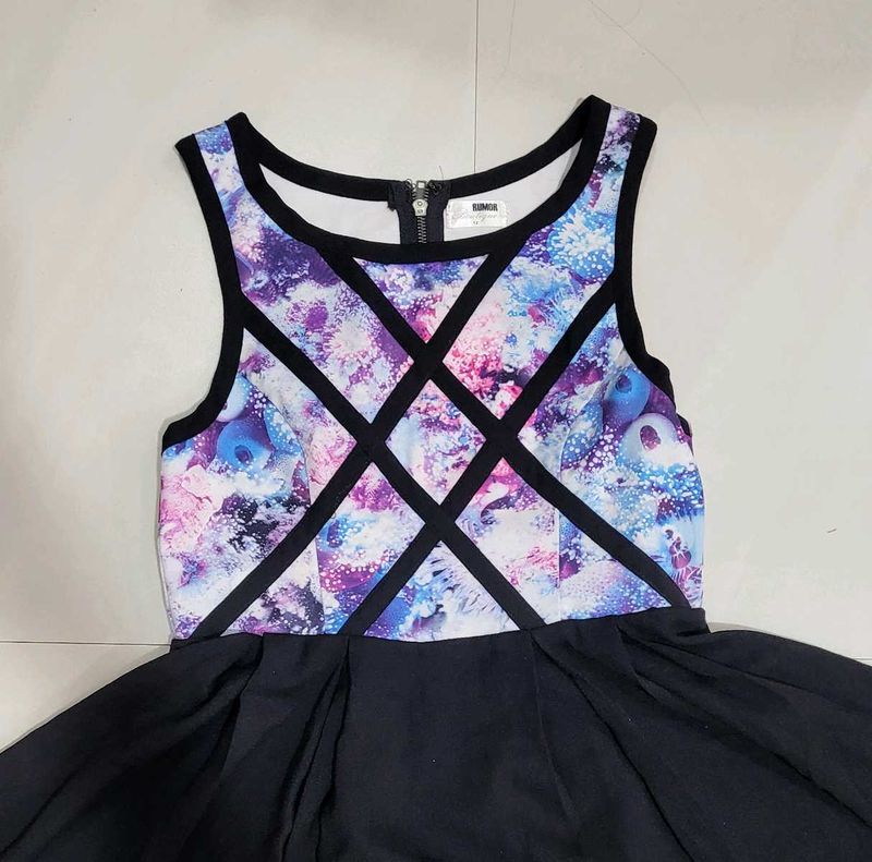 Galaxy Print Fit &amp; Flare Dress