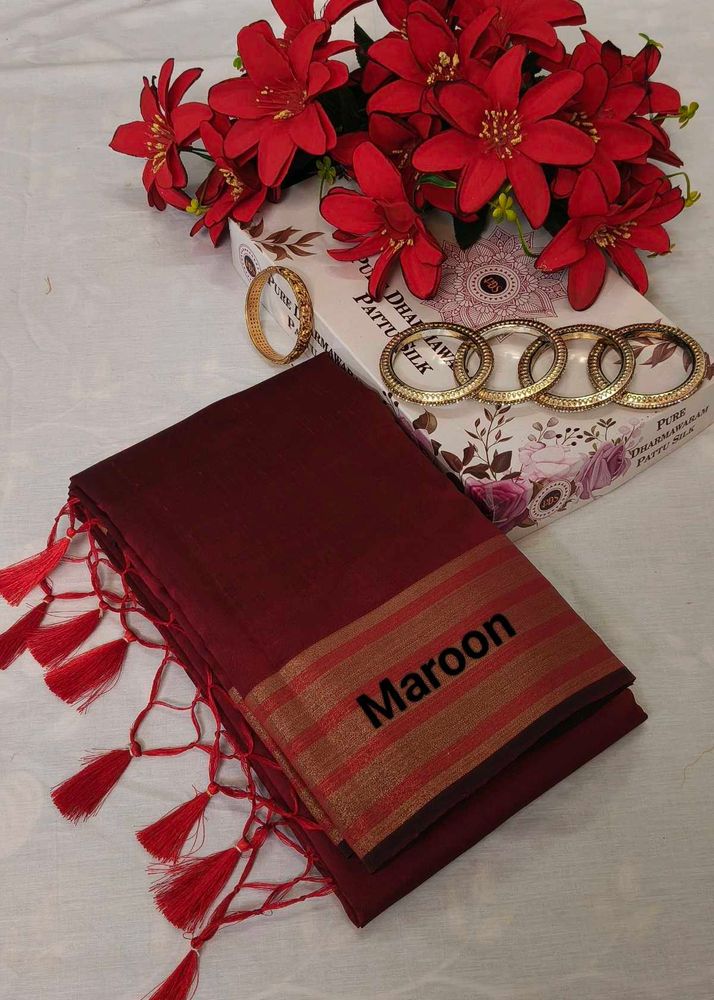 Elegant Maroon Zaree Patta with jhalar