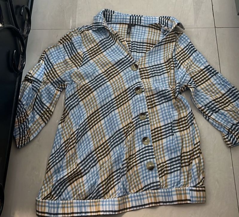 Asymmetric Plaid Top