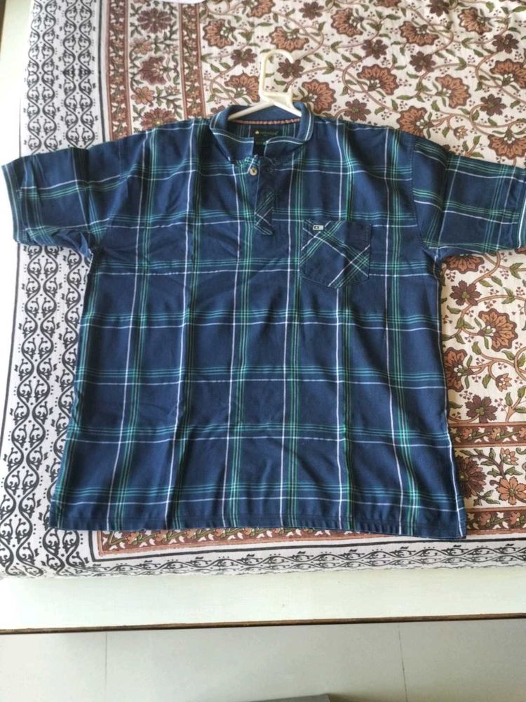 Men's Blue &amp; Green Plaid Shirt