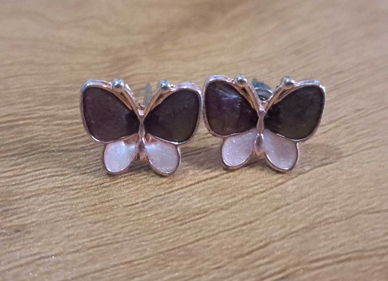 Rose Gold Butterfly Stud Earrings