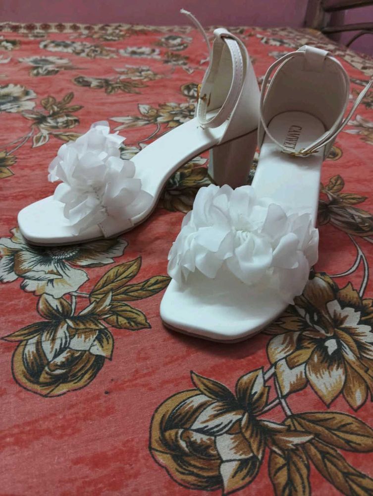 Floral White Heels