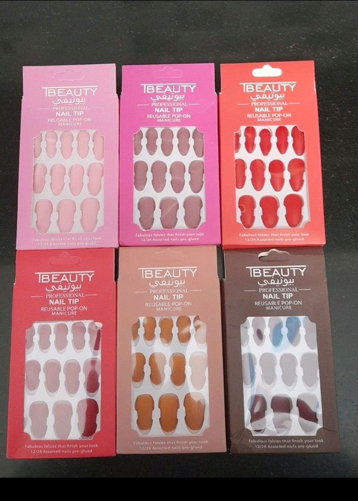 Matte Nails With Glue Sticker