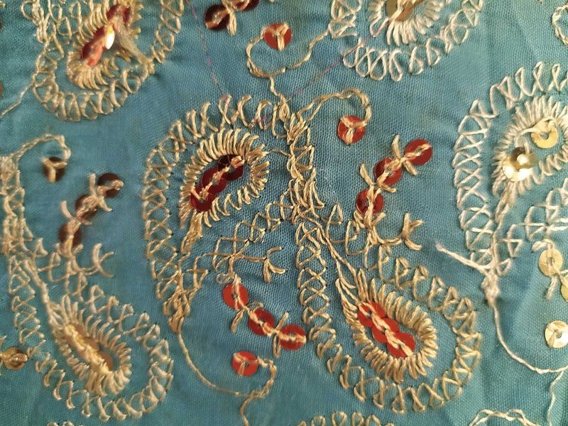 Embroidered Turquoise Fabric