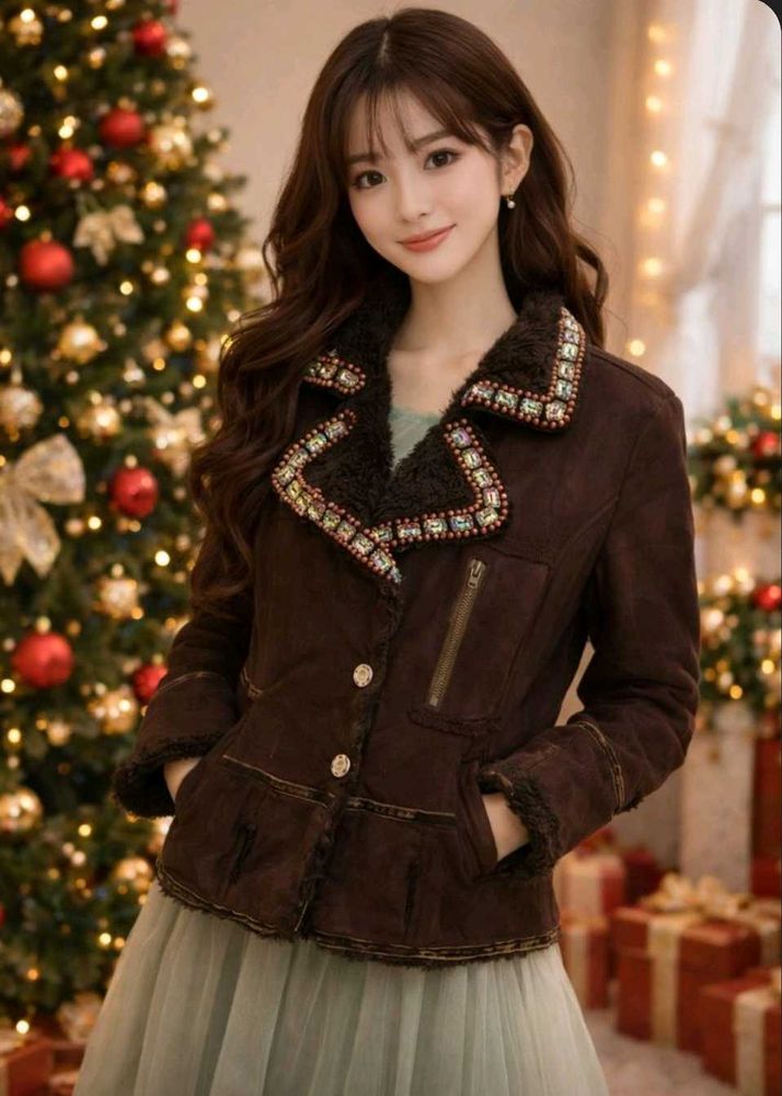 Brown Embellished Jacket