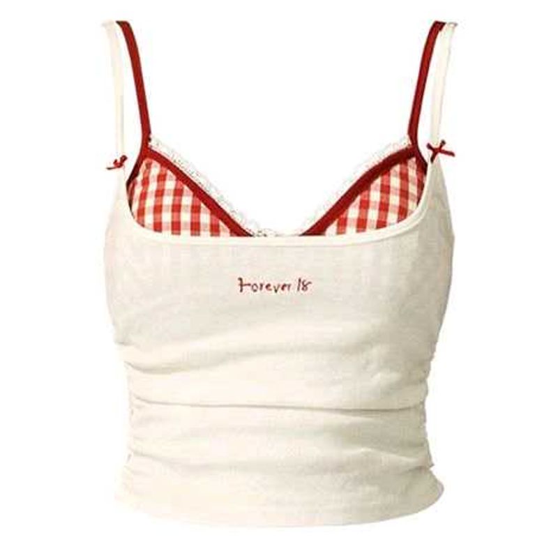 Gingham Red White Bra Top