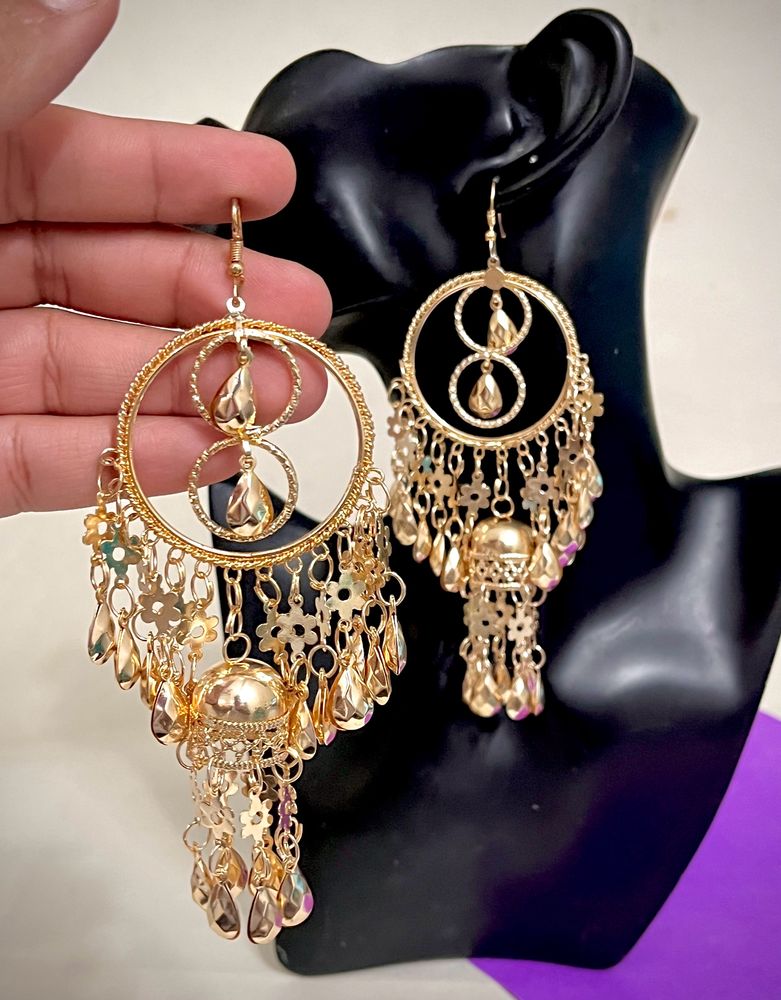 Monkdecor classic agate gold Huge Earrings .
