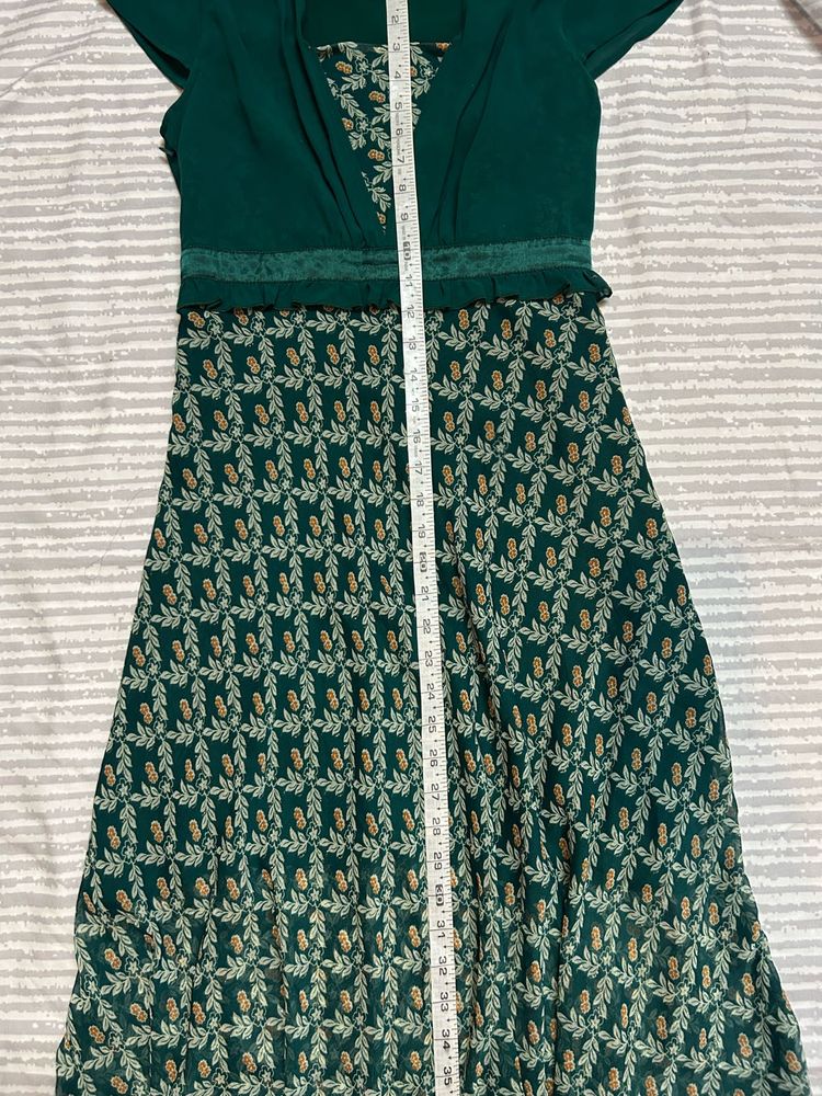 Green Floral Print Midi Dress