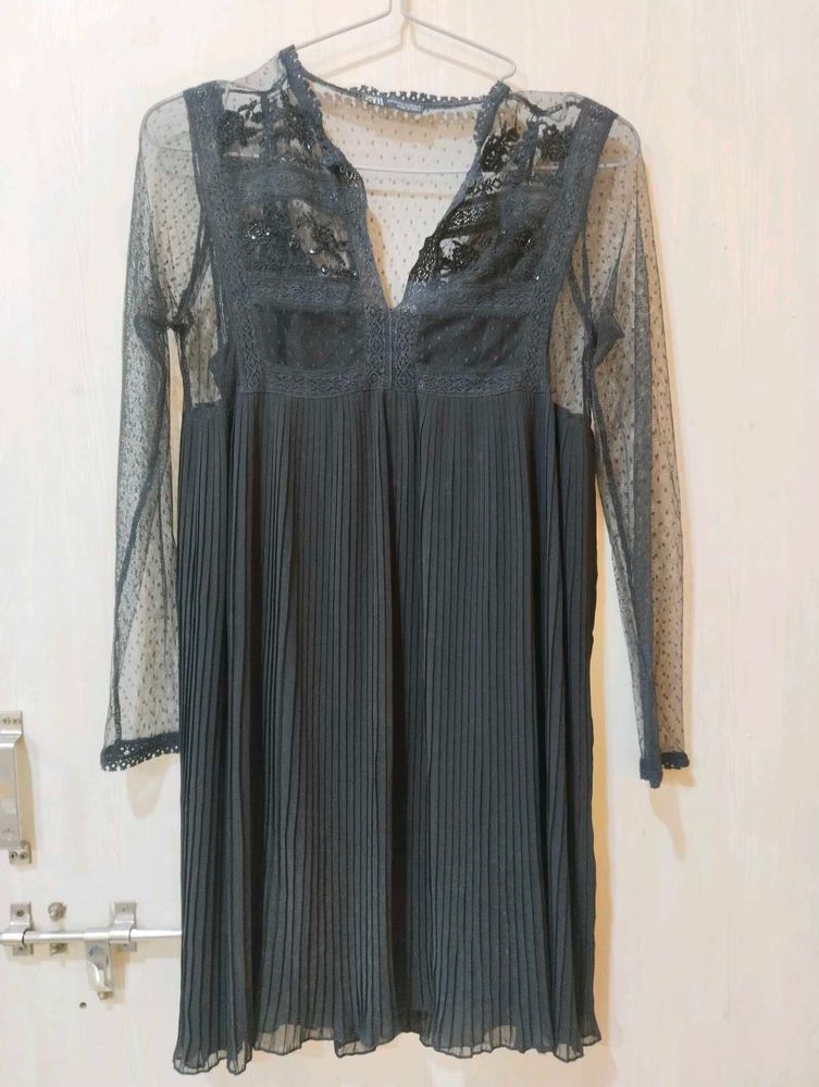 Sheer Sleeve Lace Dress