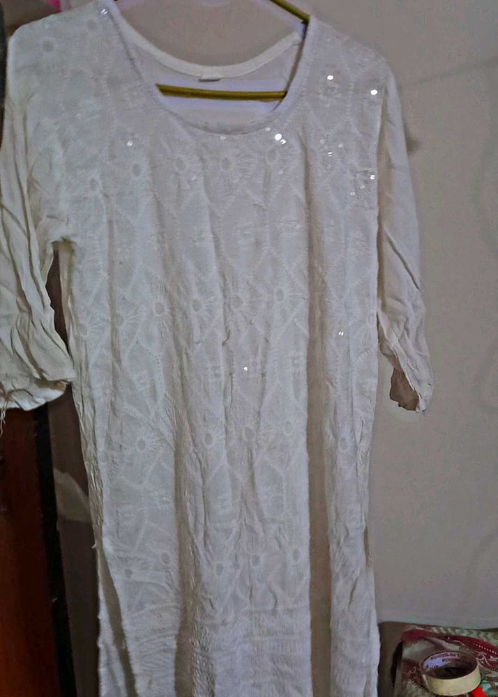 White Embroidered Kurti