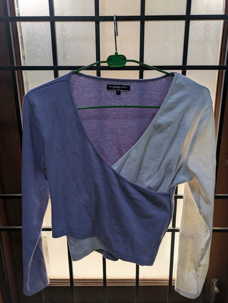 Stylish Two-Tone Long Sleeve Top