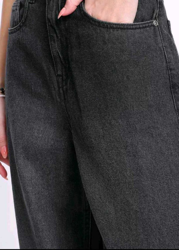 Grey Coloured Baggy Jeans For Women