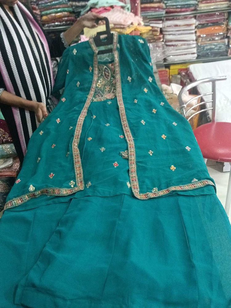 Teal Embroidered Kurta Set