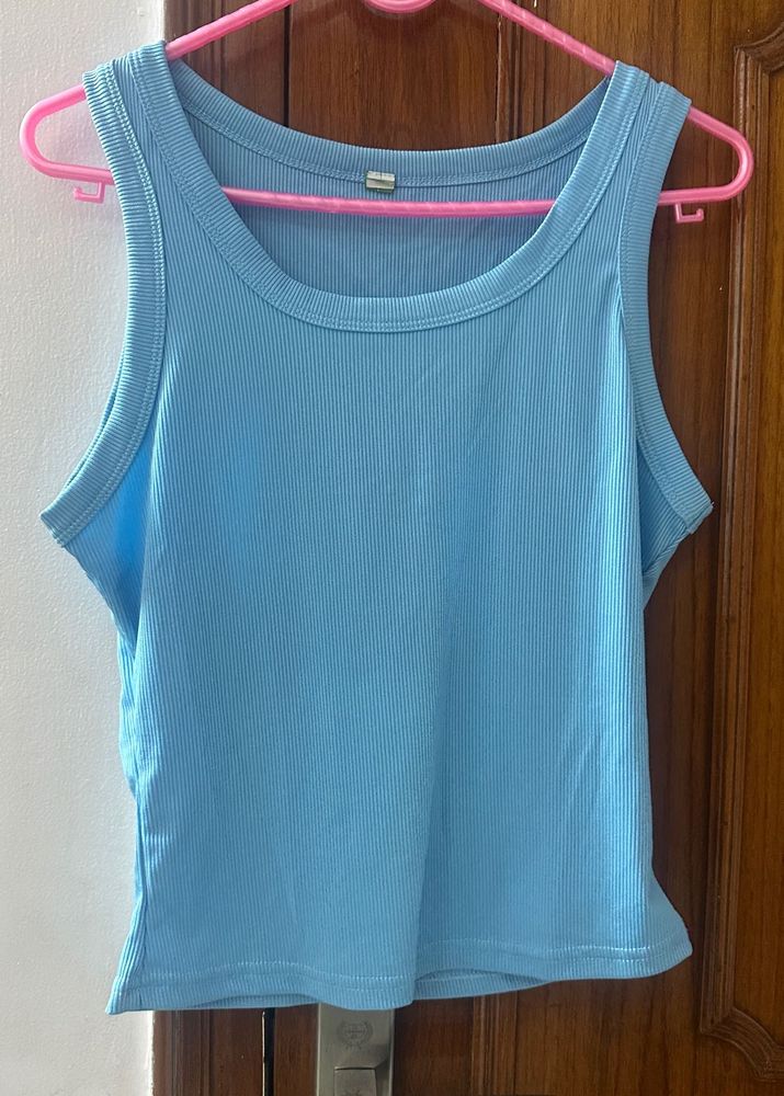 Blue Ribbed Tank Top