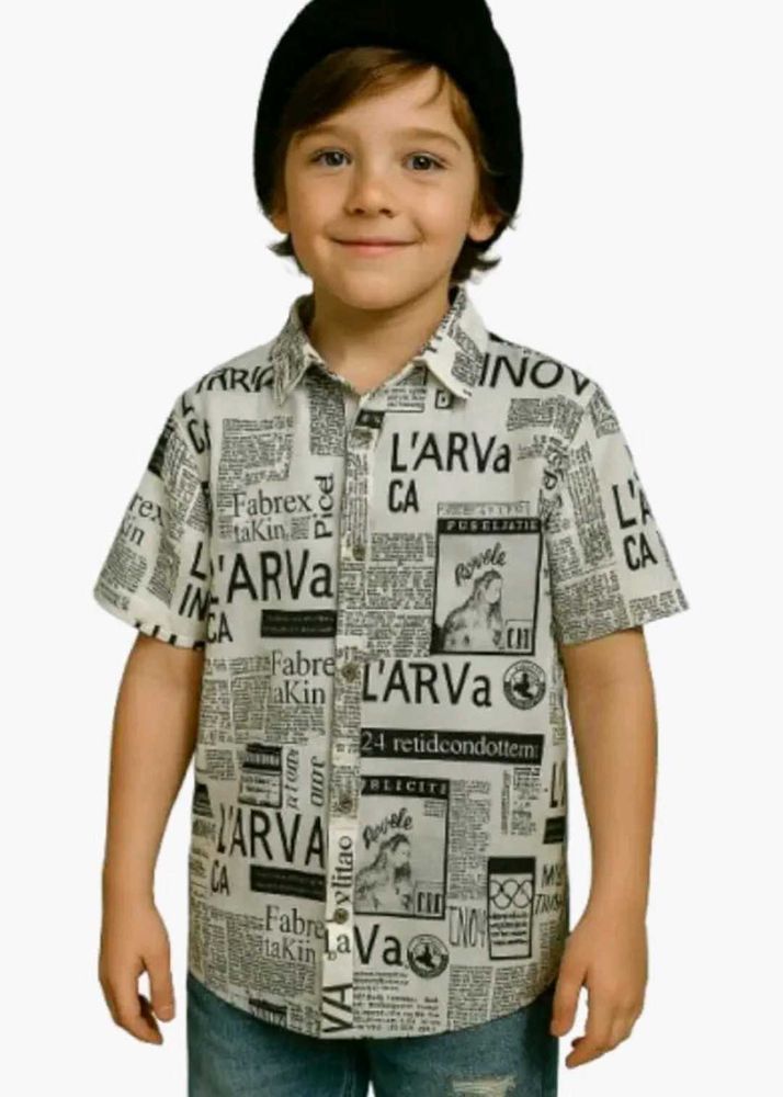 Boy&#39;s Fun Newspaper Print Shirt