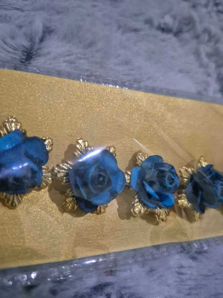 Blue Rose Hair Clips
