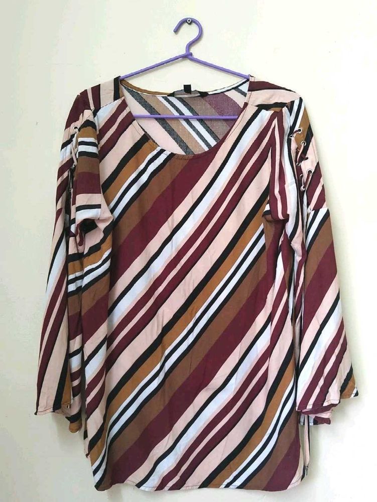 Striped Bell Sleeve Top