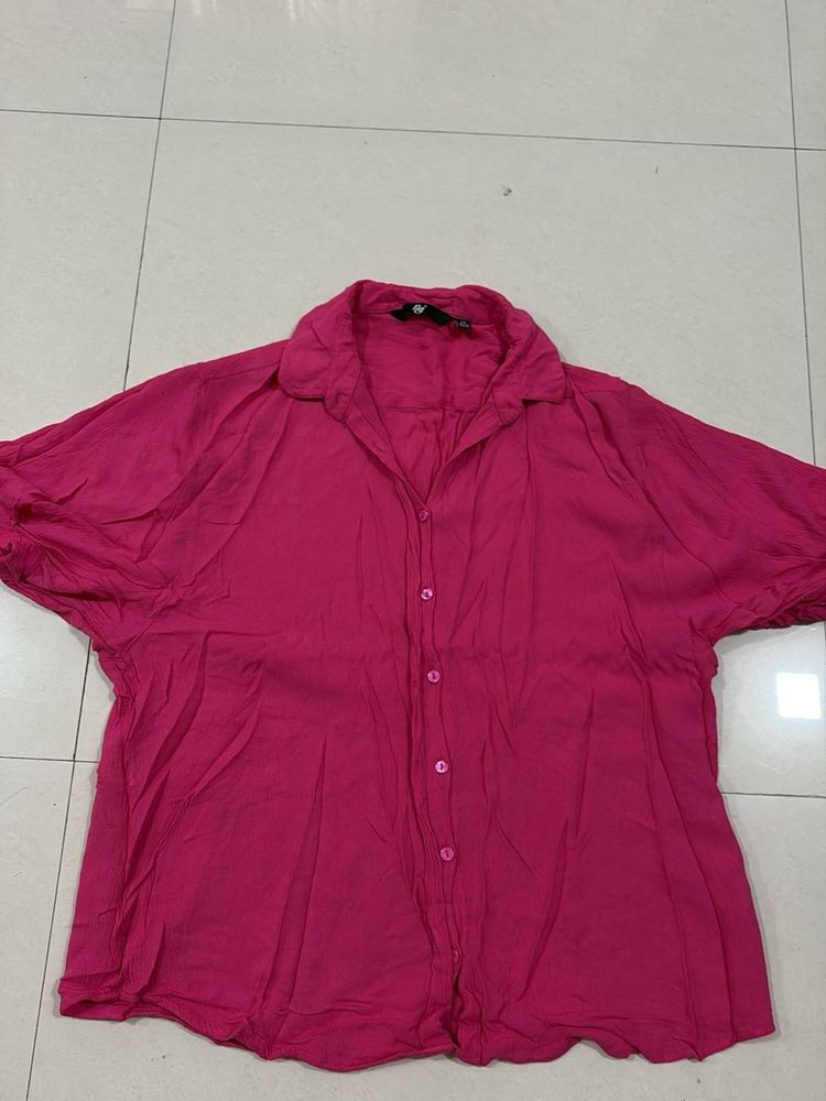 Hot Pink Button-Down Top