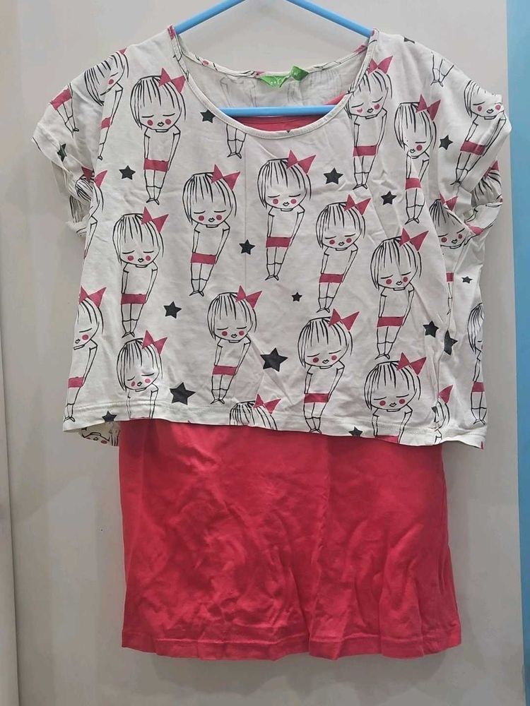 Cute Girls&#39; CropTop with detachable tank top