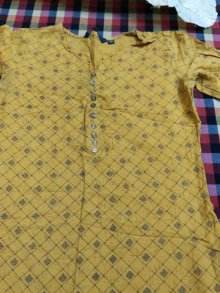 Elegant Yellow Printed Kurta