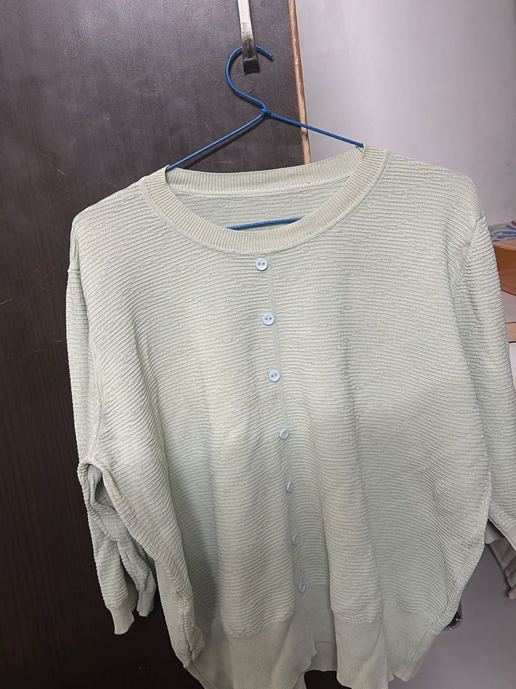 Mint Green Button-Down Top