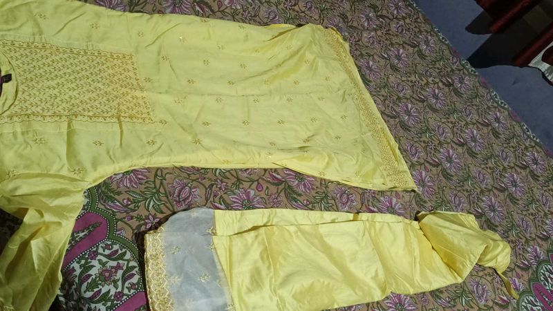 Yellow Embroidered Kurta Set