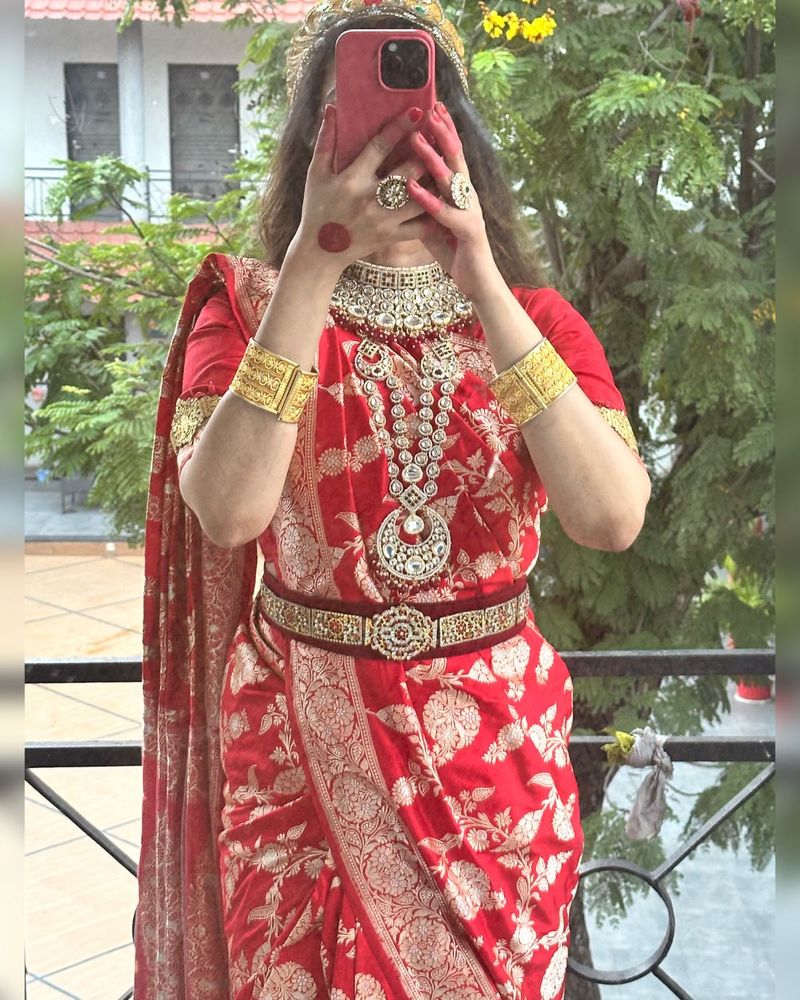 Elegant Red Saree Asopalav Banarasi Pure Handmade