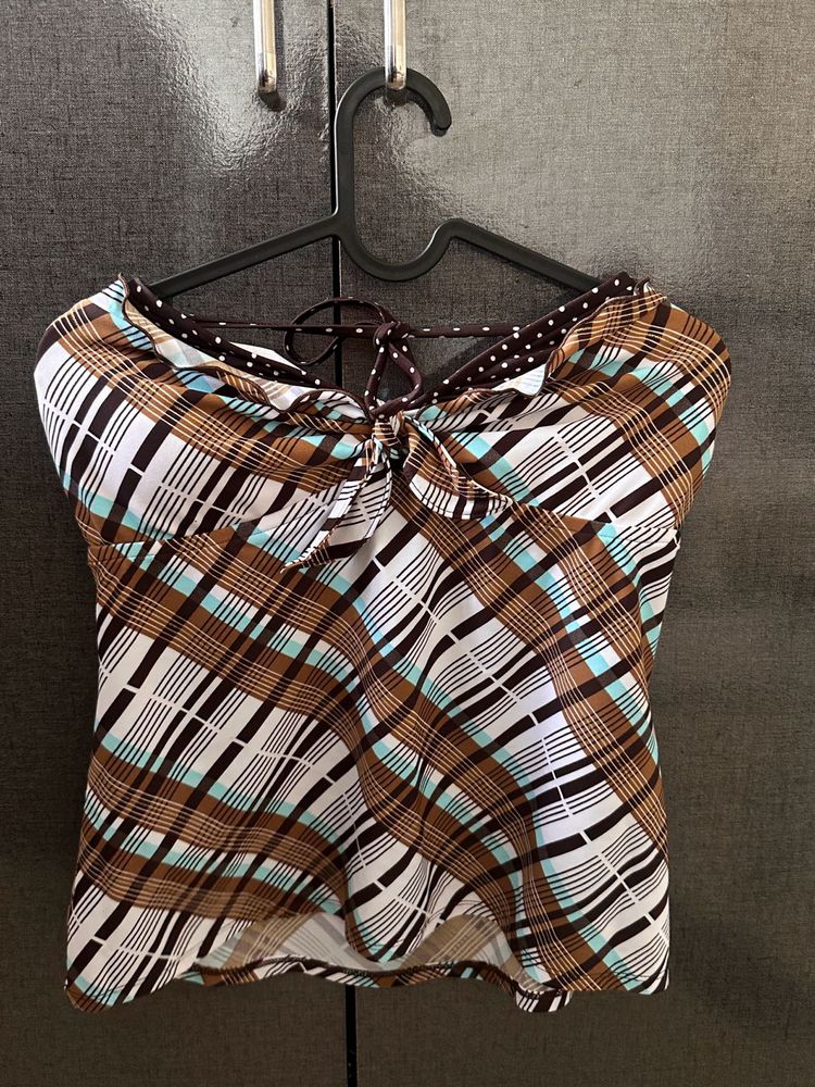 Retro Plaid Halter Top