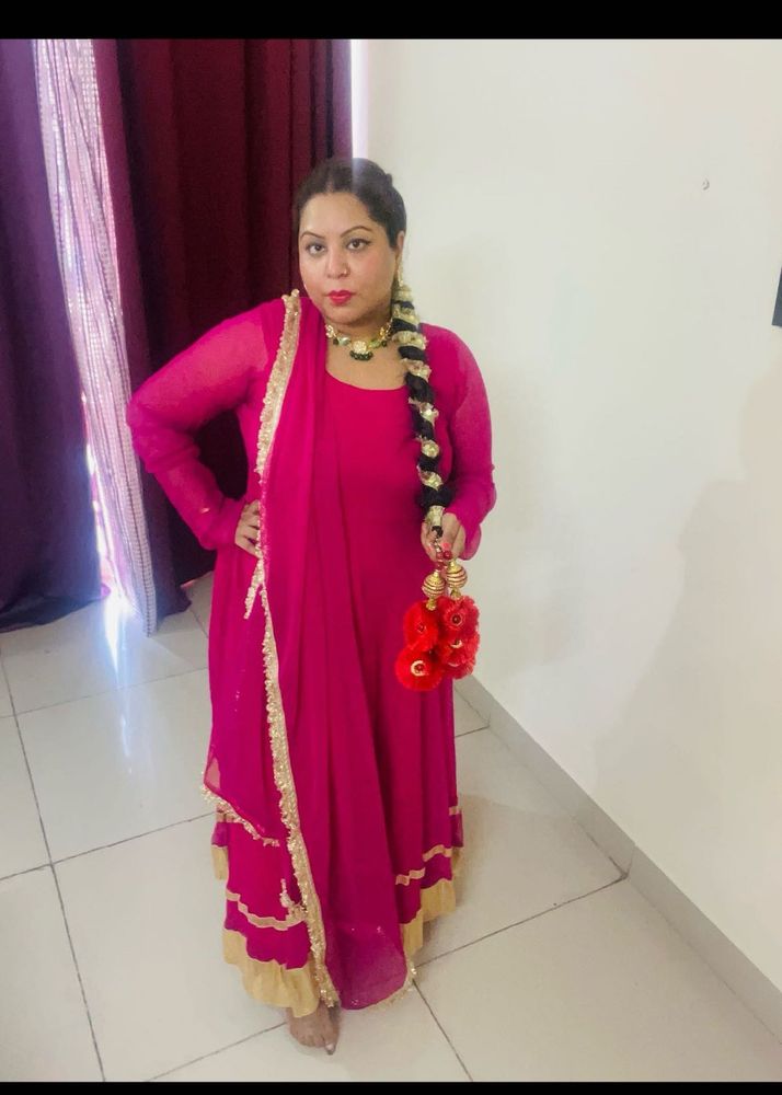 Elegant Pink Anarkali  Kurta Set